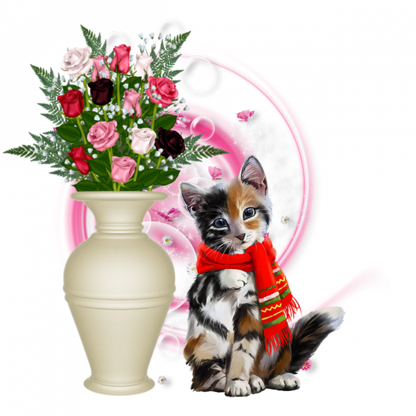 mon tube chat avec fleurs pour vos créas