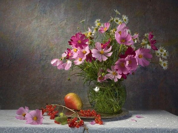 composition fleurs et fruits