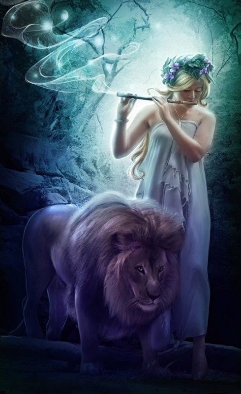 femme et lion