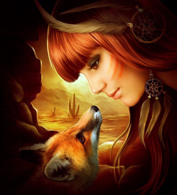 femme et renard