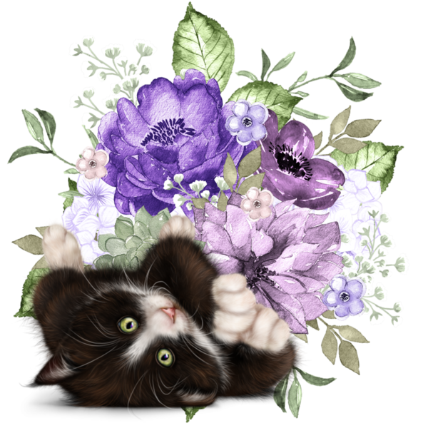 mon tube chat avec fleurs pour vos créas